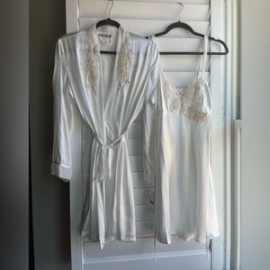 Bridal slip dress and robe